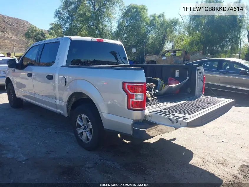 1FTEW1CB8KKD74614 2019 Ford F-150 Xlt