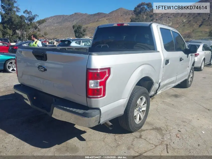 1FTEW1CB8KKD74614 2019 Ford F-150 Xlt