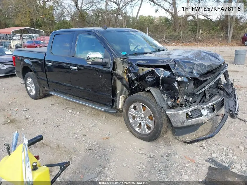 1FTFW1E57KFA78116 2019 Ford F-150 Xlt