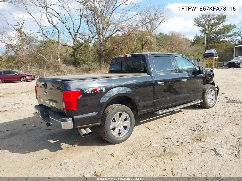 1FTFW1E57KFA78116 2019 Ford F-150 Xlt
