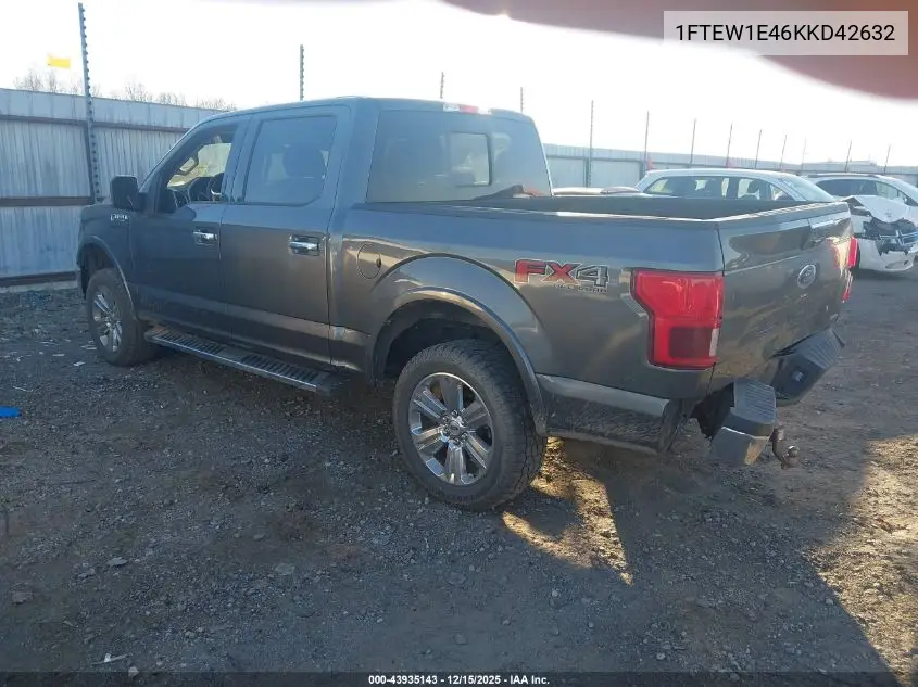 1FTEW1E46KKD42632 2019 Ford F-150 Lariat