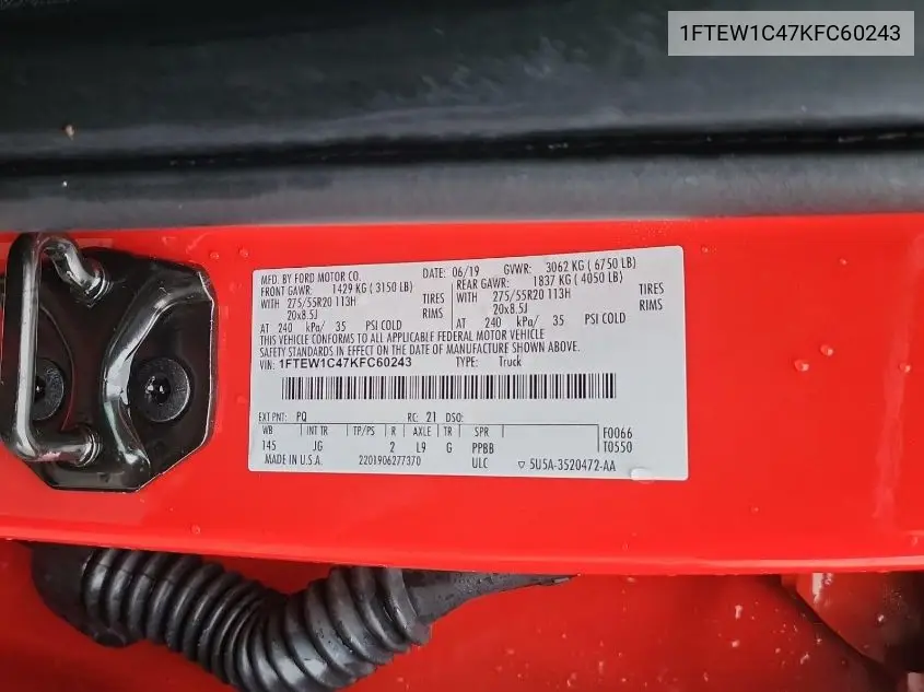 1FTEW1C47KFC60243 2019 Ford F-150 Xl