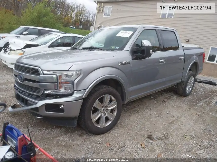 1FTEW1E47LFC02194 2020 Ford F-150 Platinum