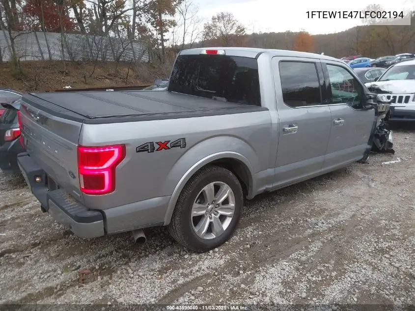 1FTEW1E47LFC02194 2020 Ford F-150 Platinum