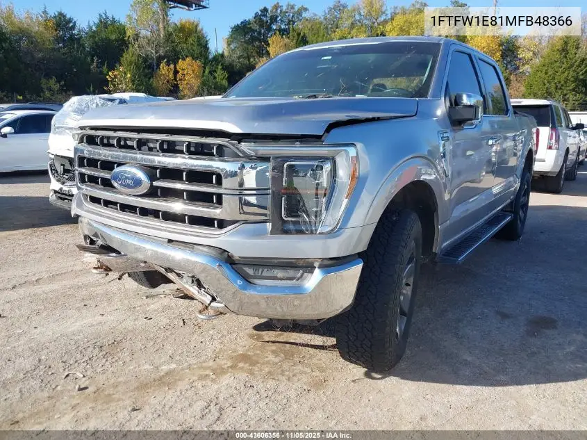 1FTFW1E81MFB48366 2021 Ford F-150 Lariat