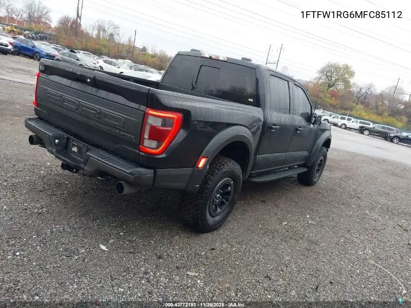 1FTFW1RG6MFC85112 2021 Ford F-150 Raptor