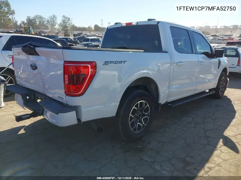 1FTEW1CP7MFA52750 2021 Ford F-150 Xlt