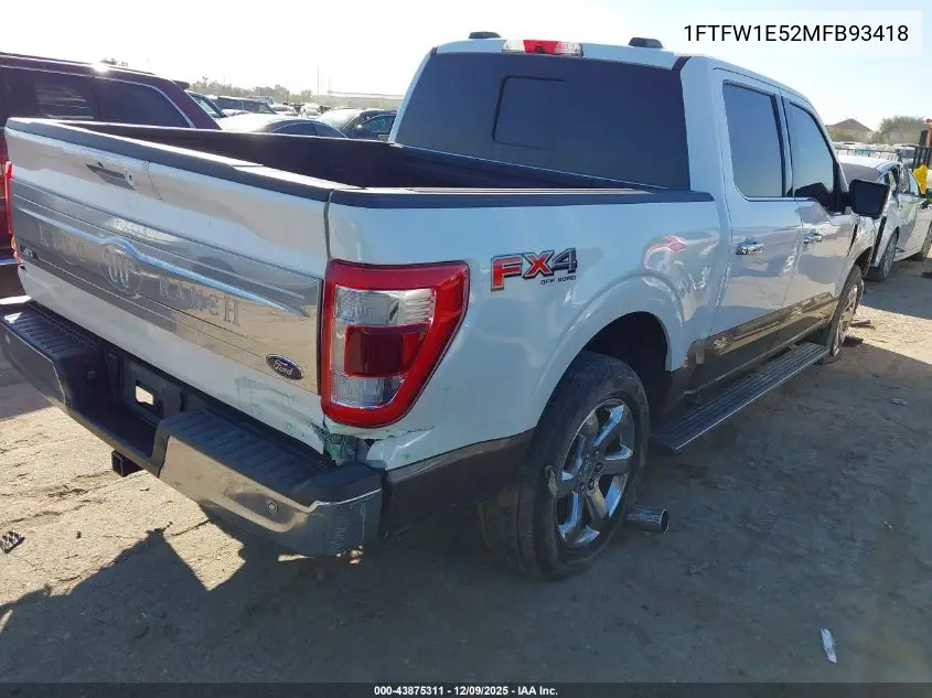 1FTFW1E52MFB93418 2021 Ford F-150 King Ranch