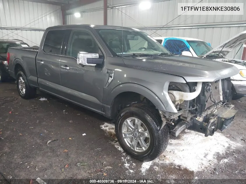 2022 Ford F-150 Lariat VIN: 1FTFW1E8XNKE30806 Lot: 40309736