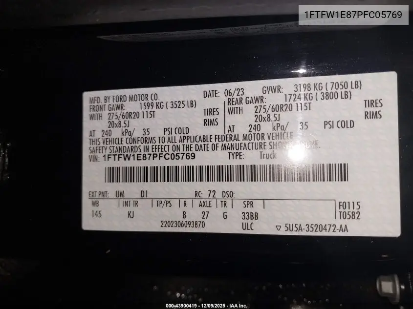 1FTFW1E87PFC05769 2023 Ford F-150 King Ranch