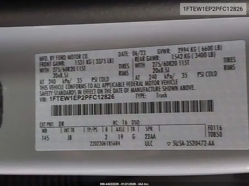 1FTEW1EP2PFC12826 2023 Ford F-150 Xl