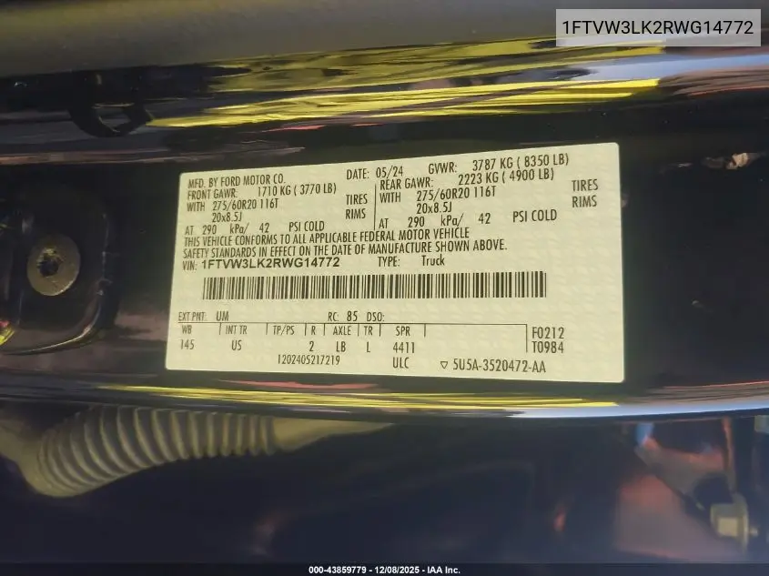 1FTVW3LK2RWG14772 2024 Ford F-150 Lightning Xlt