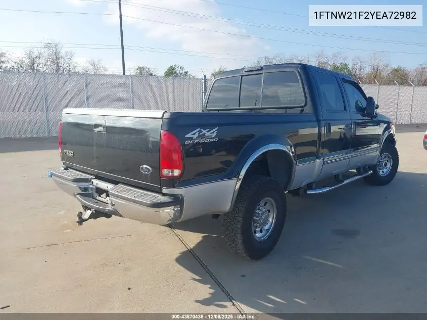 1FTNW21F2YEA72982 2000 Ford Super Duty F-250 Lariat/Xl/Xlt