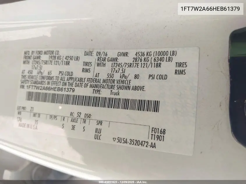 1FT7W2A66HEB61379 2017 Ford F-250 Xl