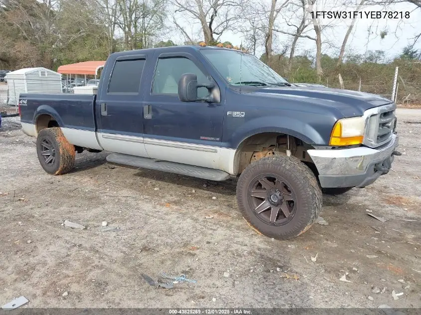 1FTSW31F1YEB78218 2000 Ford F-350 Lariat/Xl/Xlt