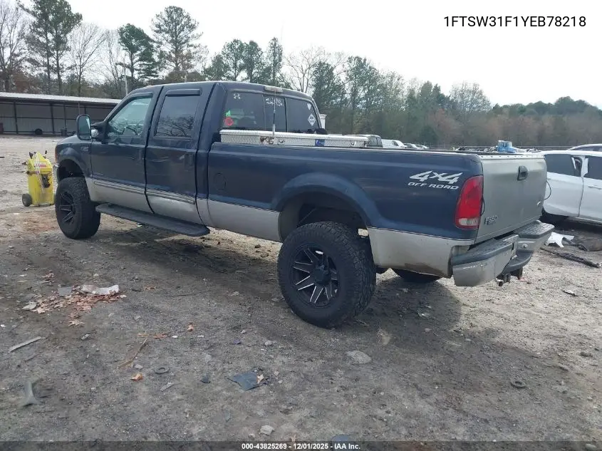 1FTSW31F1YEB78218 2000 Ford F-350 Lariat/Xl/Xlt