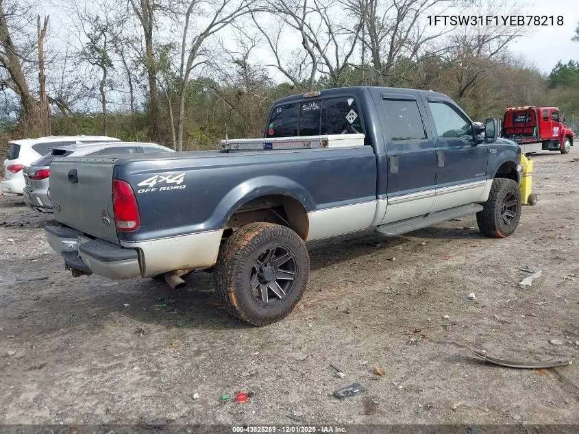 1FTSW31F1YEB78218 2000 Ford F-350 Lariat/Xl/Xlt