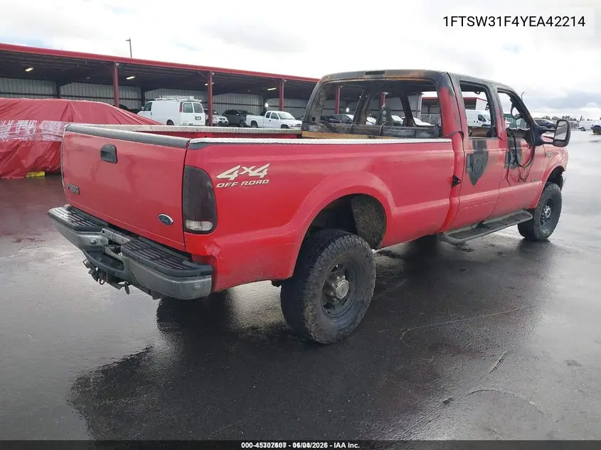1FTSW31F4YEA42214 2000 Ford F-350 Lariat/Xl/Xlt