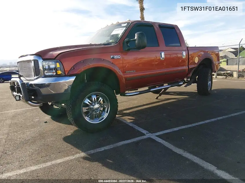 1FTSW31F01EA01651 2001 Ford F-350 Lariat/Xl/Xlt