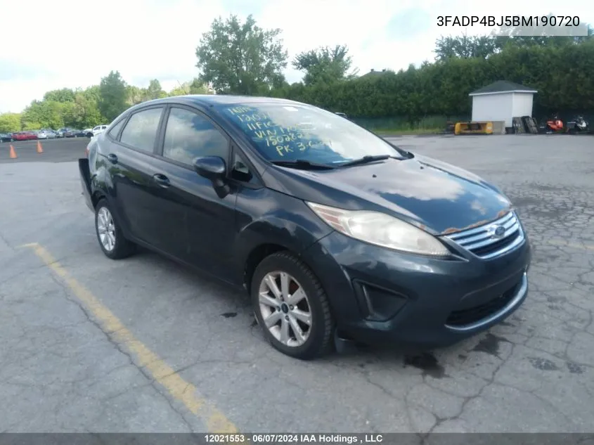 2011 Ford Fiesta Se VIN: 3FADP4BJ5BM190720 Lot: 12021553