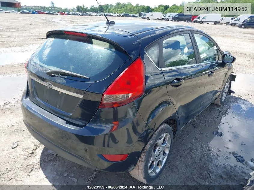 2011 Ford Fiesta Ses VIN: 3FADP4FJ6BM114952 Lot: 12023159