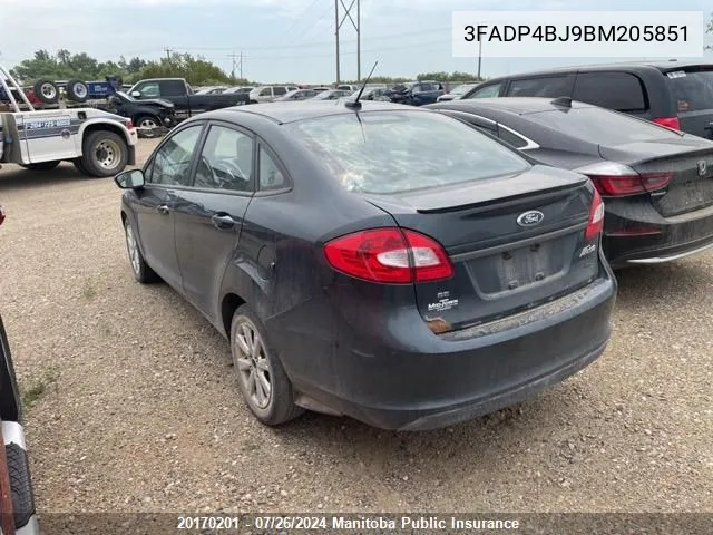 2011 Ford Fiesta Se VIN: 3FADP4BJ9BM205851 Lot: 20170201