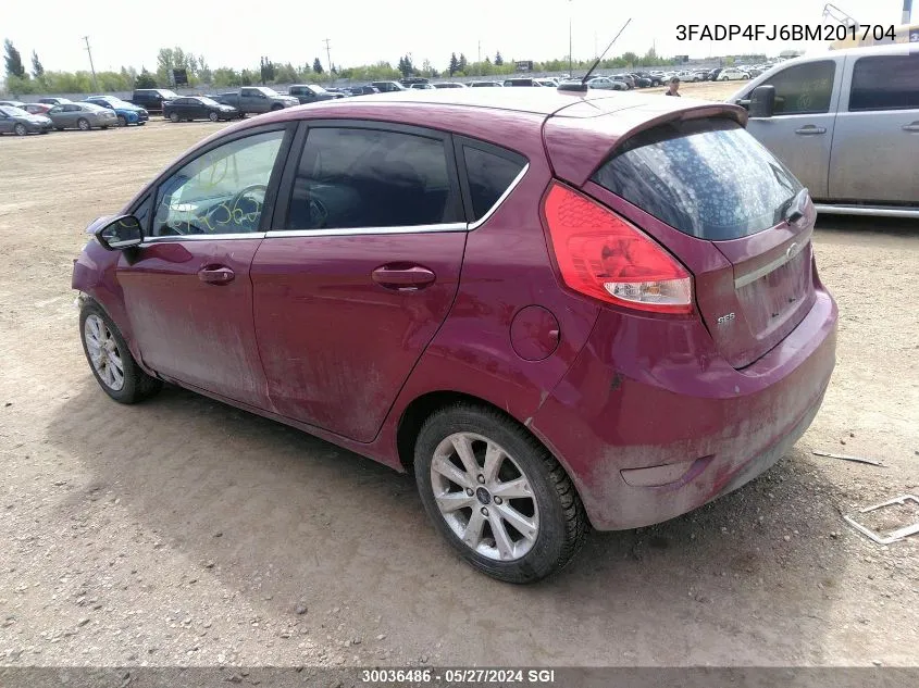 2011 Ford Fiesta Ses VIN: 3FADP4FJ6BM201704 Lot: 30036486