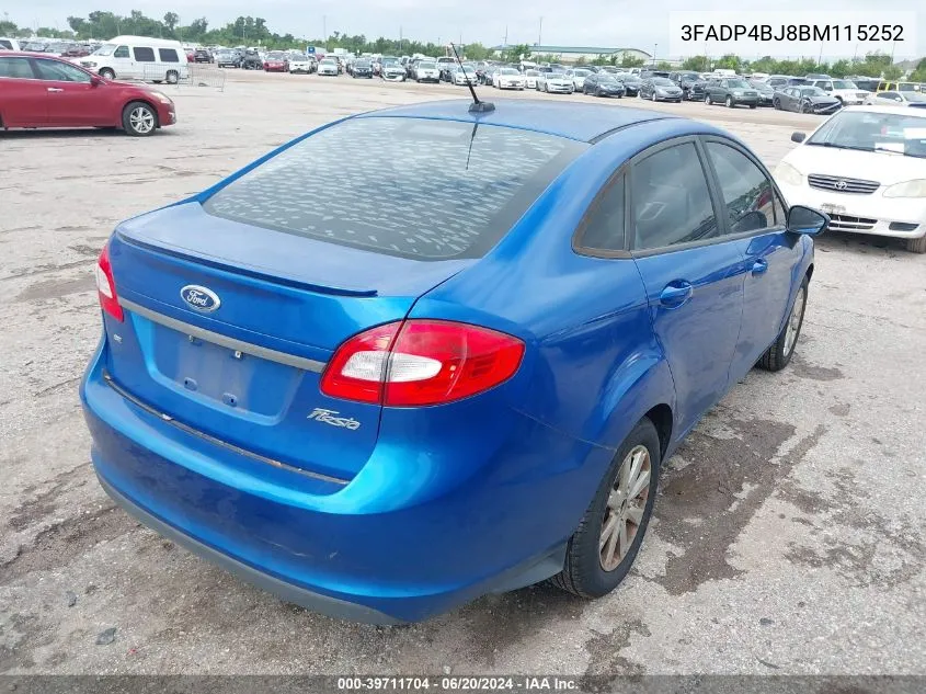 2011 Ford Fiesta Se VIN: 3FADP4BJ8BM115252 Lot: 39711704