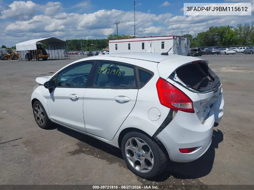 2011 Ford Fiesta Ses VIN: 3FADP4FJ9BM115612 Lot: 39721918