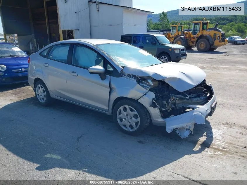 2011 Ford Fiesta S VIN: 3FADP4AJXBM115433 Lot: 39755917