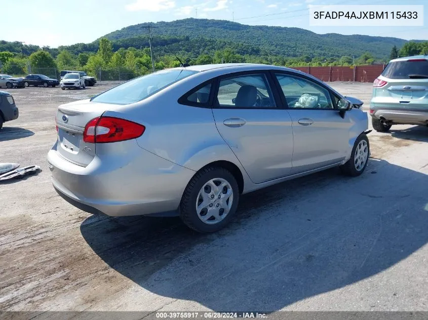 2011 Ford Fiesta S VIN: 3FADP4AJXBM115433 Lot: 39755917