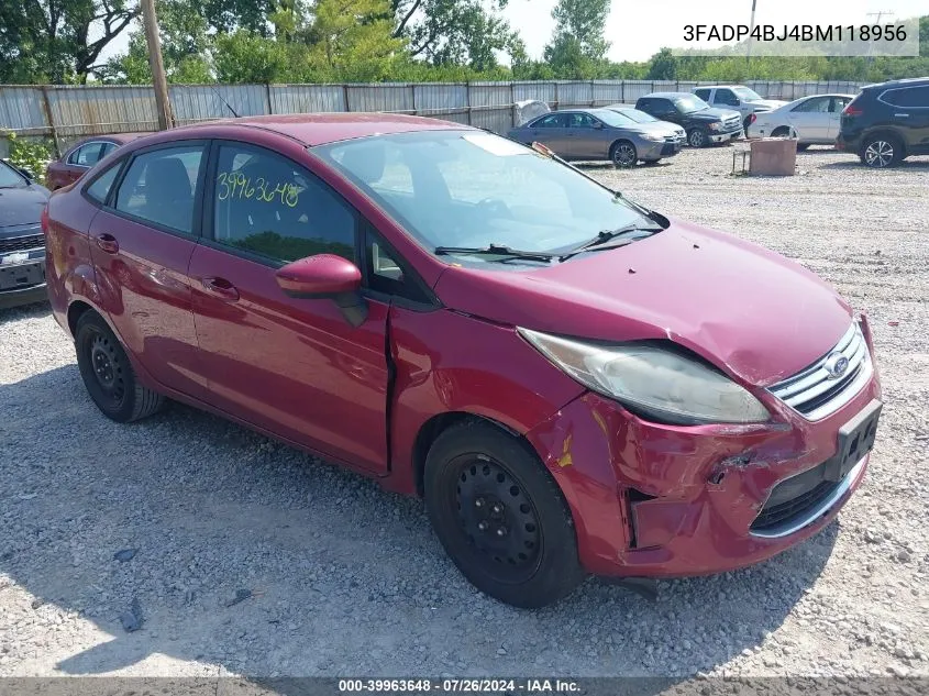 2011 Ford Fiesta Se VIN: 3FADP4BJ4BM118956 Lot: 39963648