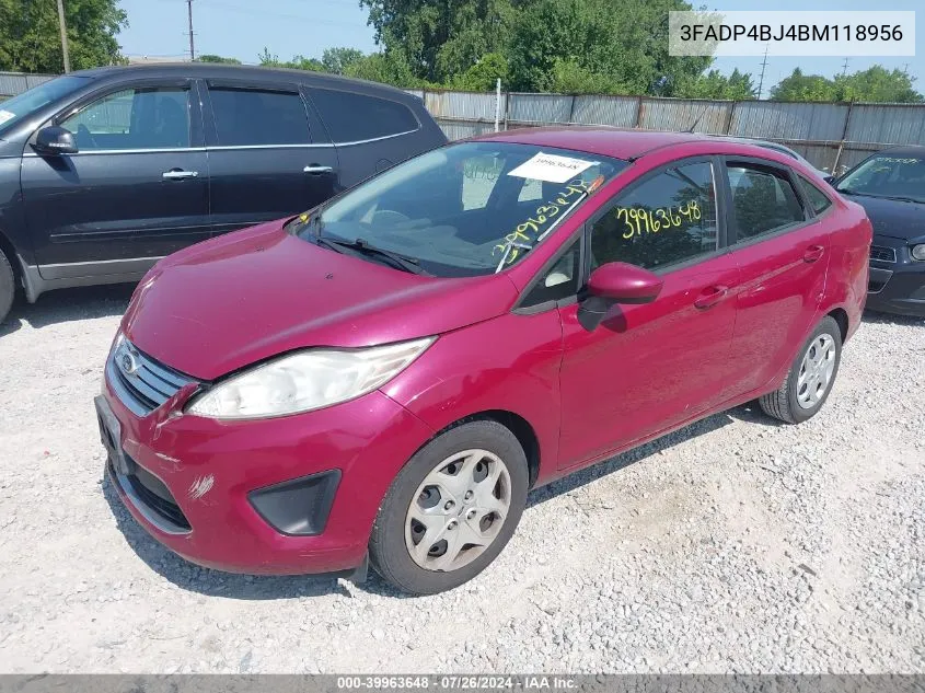 2011 Ford Fiesta Se VIN: 3FADP4BJ4BM118956 Lot: 39963648