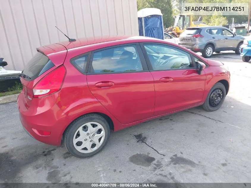 2011 Ford Fiesta Se VIN: 3FADP4EJ7BM114251 Lot: 40041709