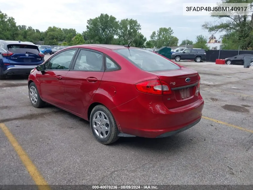 2011 Ford Fiesta Se VIN: 3FADP4BJ5BM140917 Lot: 40070236