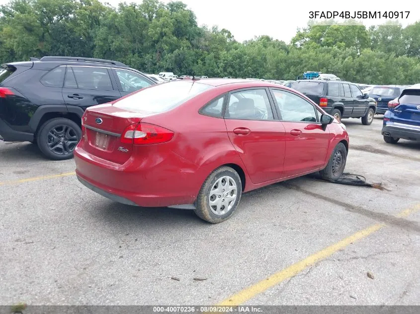 2011 Ford Fiesta Se VIN: 3FADP4BJ5BM140917 Lot: 40070236