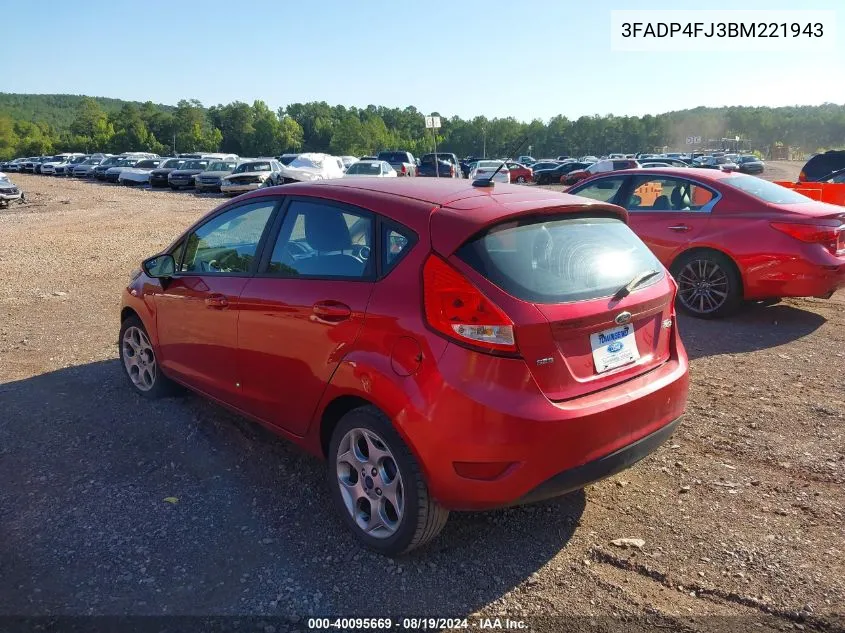 2011 Ford Fiesta Ses VIN: 3FADP4FJ3BM221943 Lot: 40095669