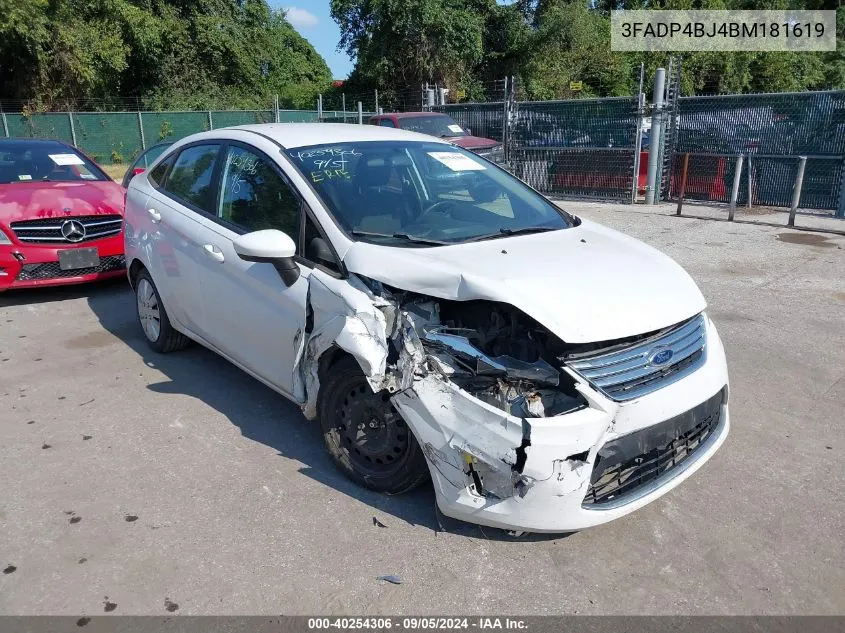 2011 Ford Fiesta Se VIN: 3FADP4BJ4BM181619 Lot: 40254306