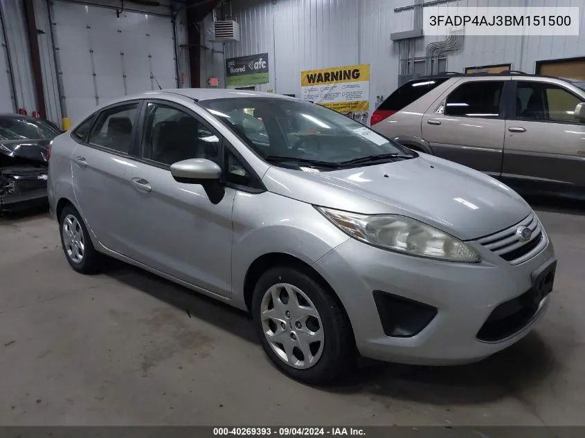 2011 Ford Fiesta S VIN: 3FADP4AJ3BM151500 Lot: 40269393