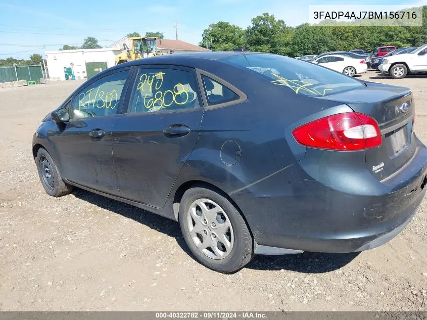 2011 Ford Fiesta S VIN: 3FADP4AJ7BM156716 Lot: 40322782