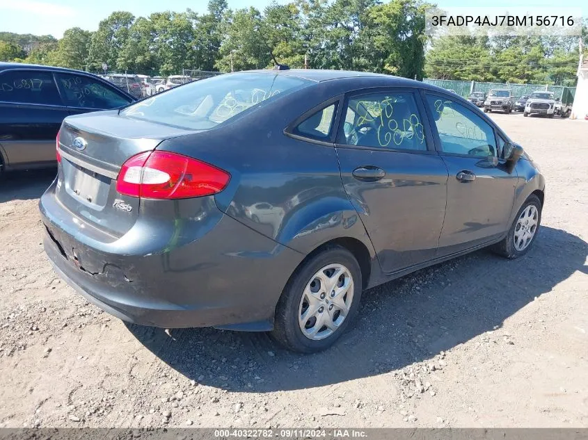 2011 Ford Fiesta S VIN: 3FADP4AJ7BM156716 Lot: 40322782