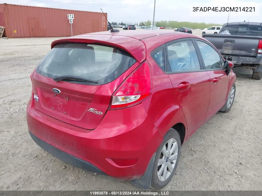 2012 Ford Fiesta Se VIN: 3FADP4EJ3CM214221 Lot: 11993078