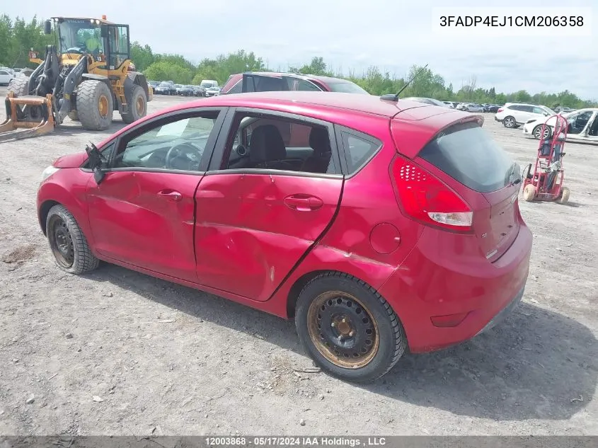 2012 Ford Fiesta Se VIN: 3FADP4EJ1CM206358 Lot: 12003868