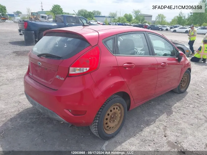 2012 Ford Fiesta Se VIN: 3FADP4EJ1CM206358 Lot: 12003868