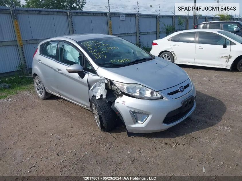 2012 Ford Fiesta Ses VIN: 3FADP4FJ0CM154543 Lot: 12017807