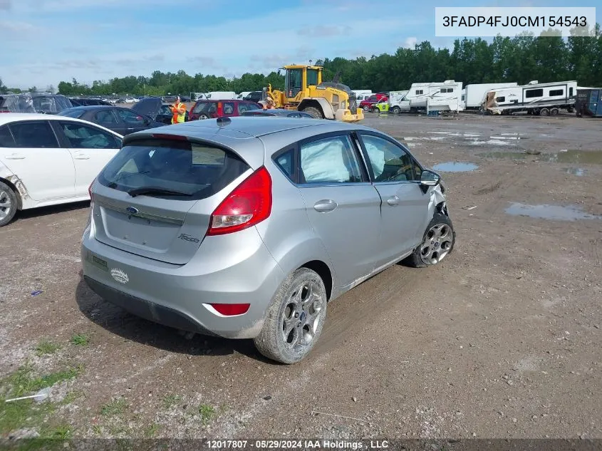 2012 Ford Fiesta Ses VIN: 3FADP4FJ0CM154543 Lot: 12017807