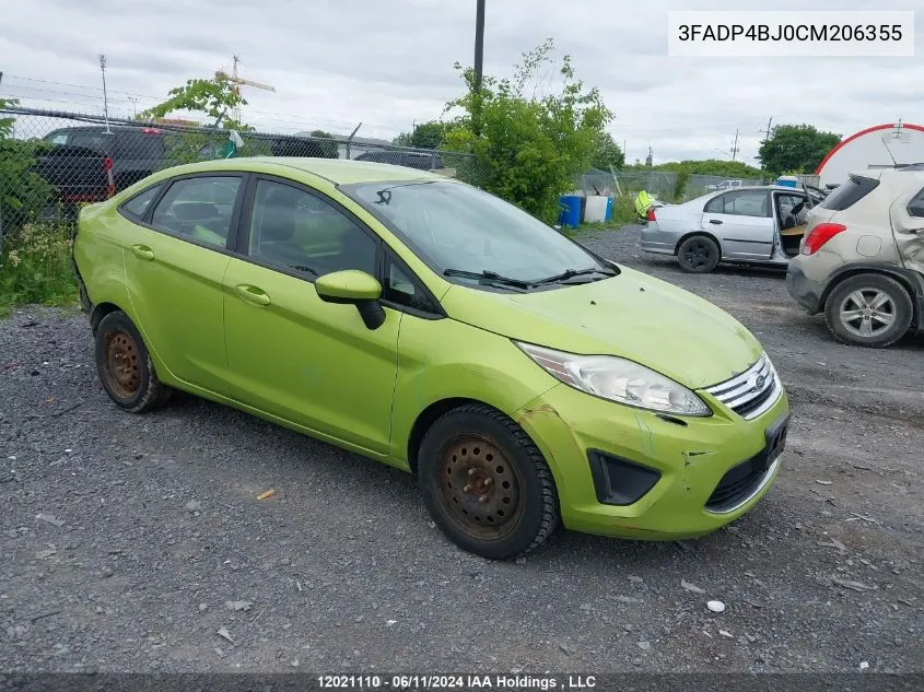 2012 Ford Fiesta VIN: 3FADP4BJ0CM206355 Lot: 12021110