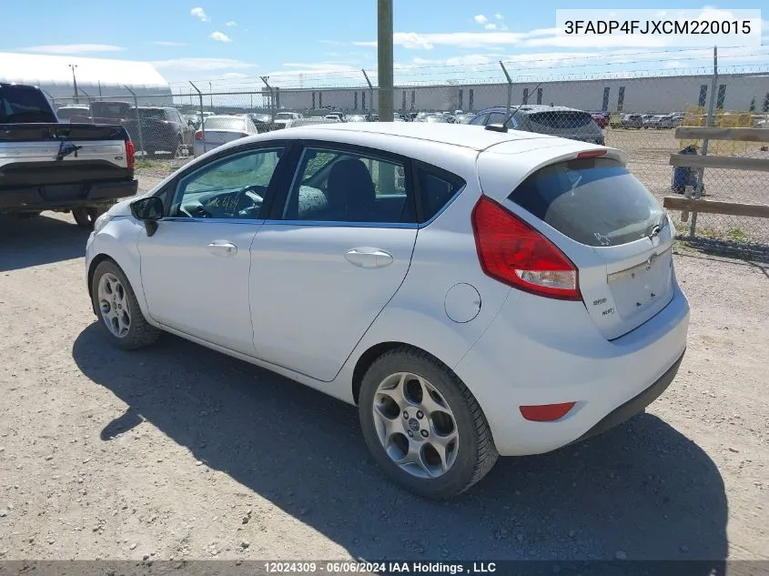 2012 Ford Fiesta Ses VIN: 3FADP4FJXCM220015 Lot: 12024309