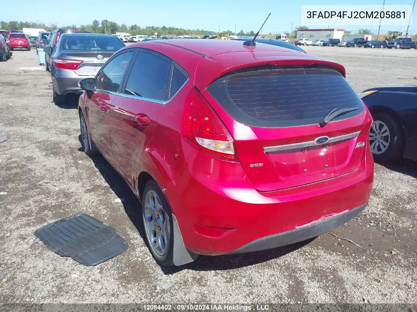 2012 Ford Fiesta Ses VIN: 3FADP4FJ2CM205881 Lot: 12084402