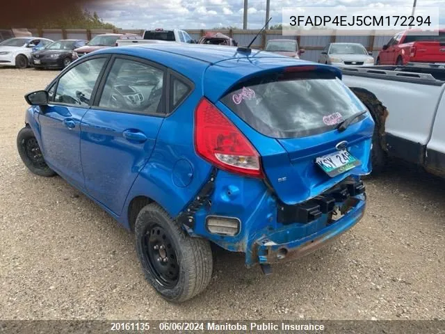 2012 Ford Fiesta Se VIN: 3FADP4EJ5CM172294 Lot: 20161135